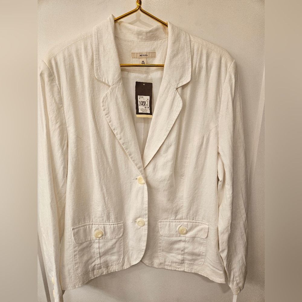 NWT - Linen Merona White Blazer -   Size XXL